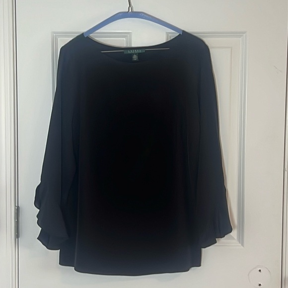 Lauren Ralph Lauren Tops - Lauren Ralph Lauren 100% Silk Black Blouse Size Large